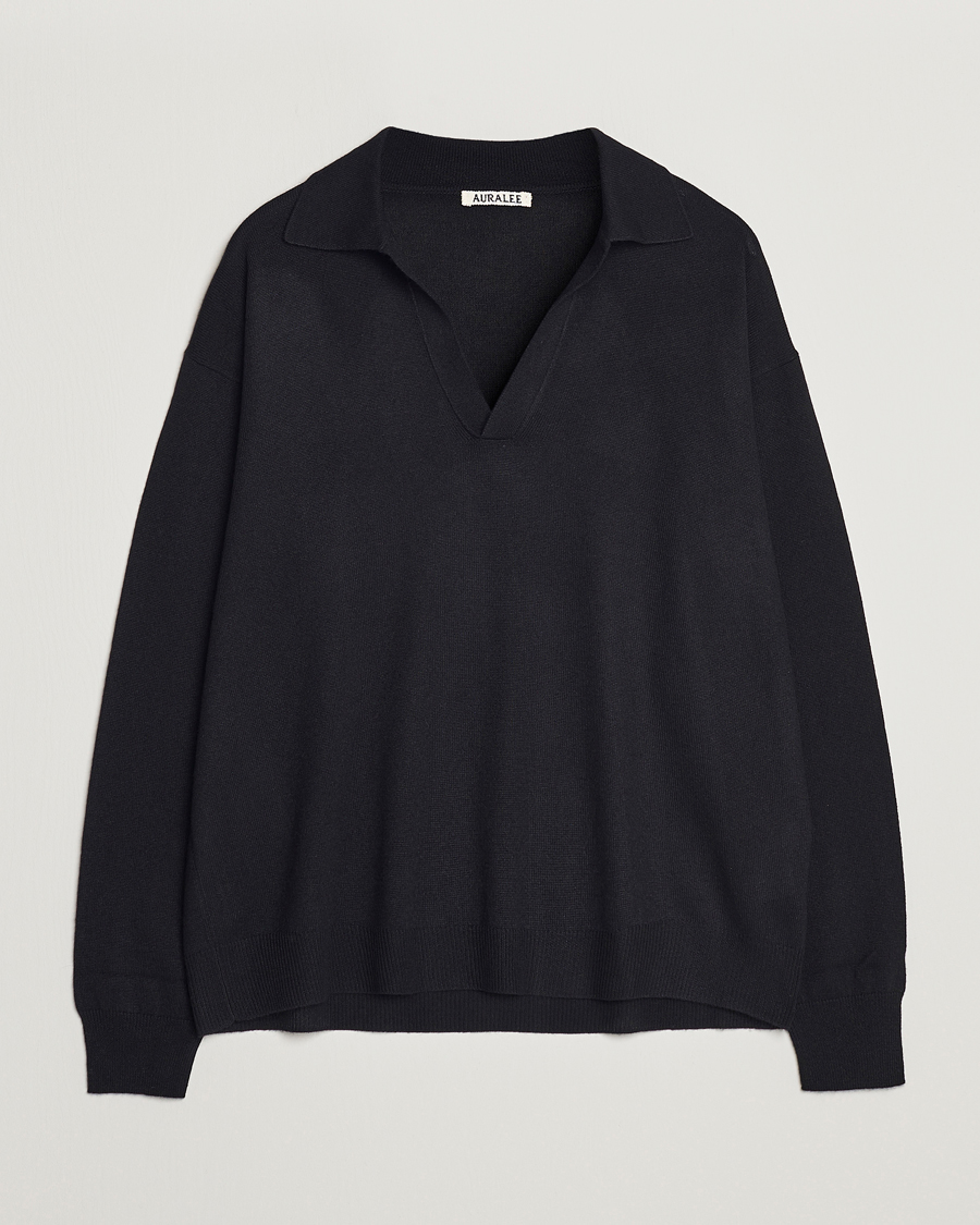 Herr | Tröjor | Auralee | Cashmere/Silk Skipper Polo Black
