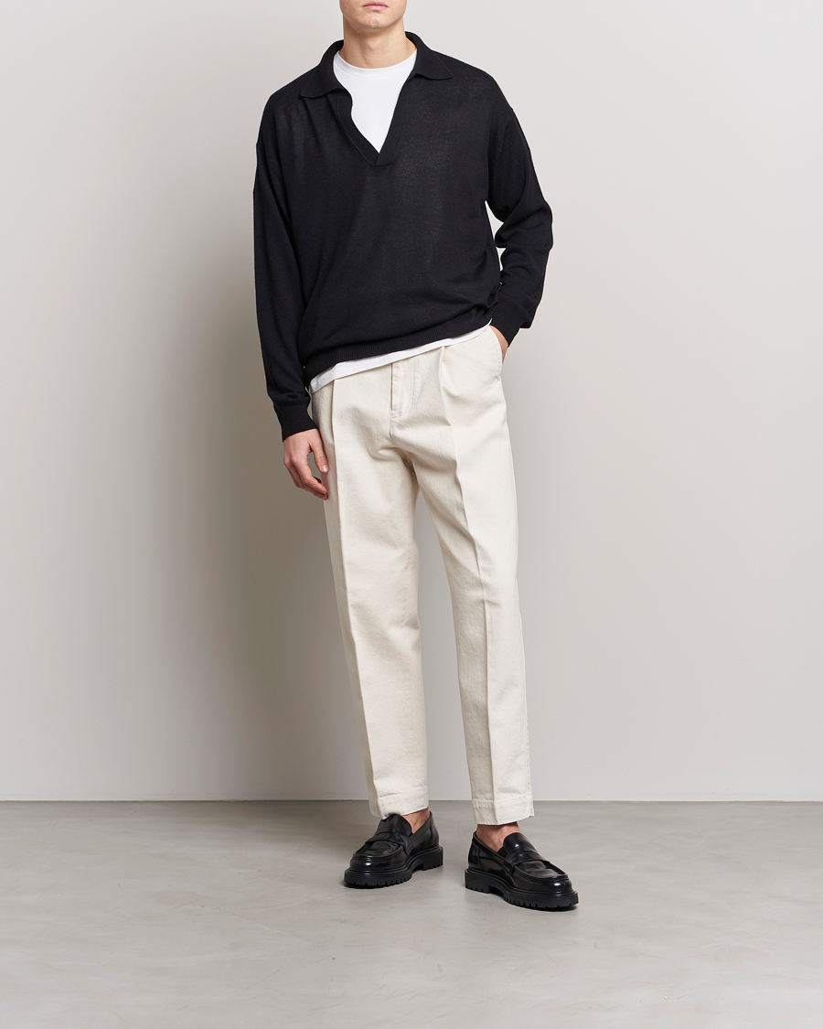 Herr | Tröjor | Auralee | Cashmere/Silk Skipper Polo Black