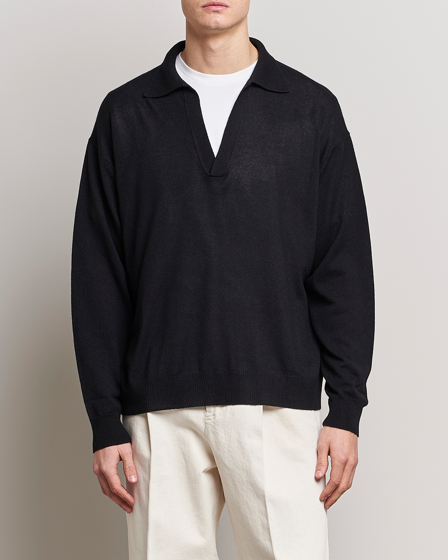Herr | Tröjor | Auralee | Cashmere/Silk Skipper Polo Black