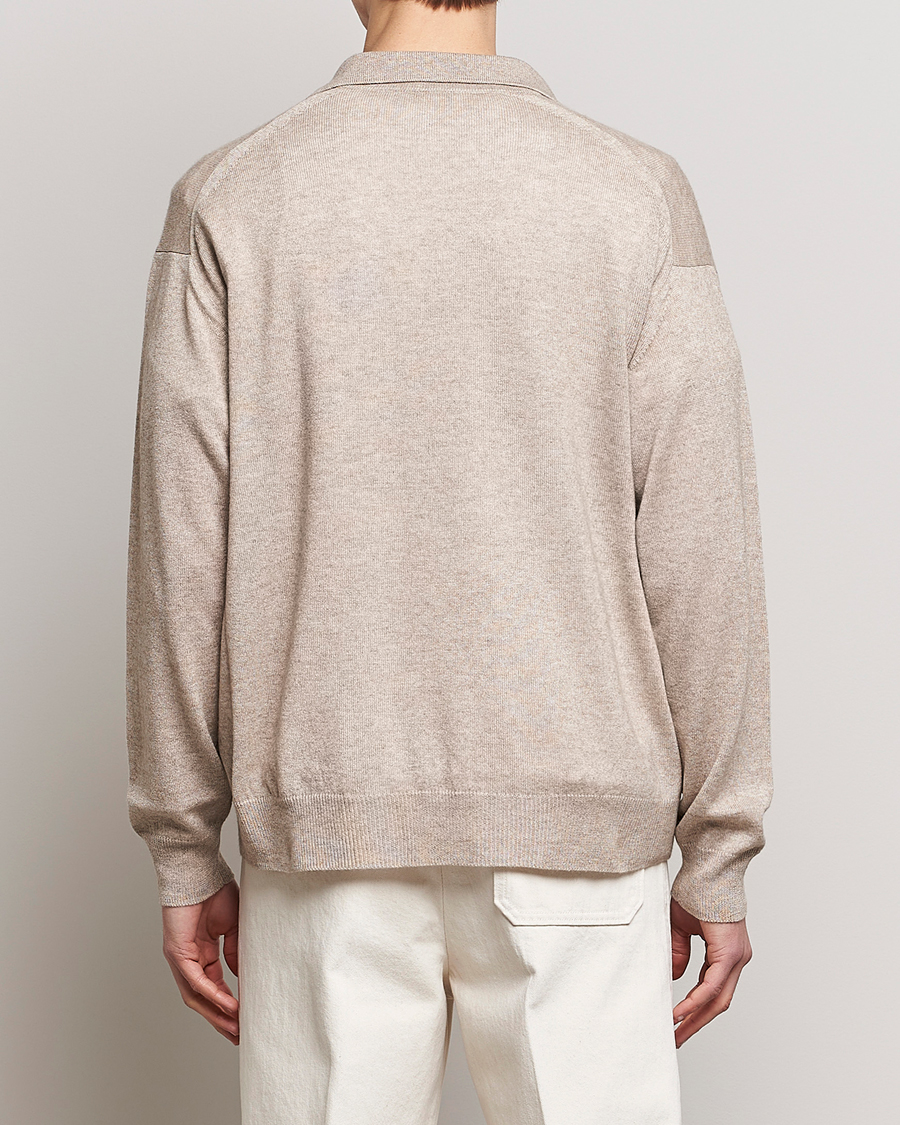 Herr | Tröjor | Auralee | Cashmere/Silk Skipper Polo Beige
