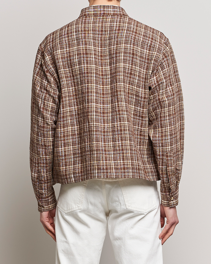 Herr | Jackor | Auralee | Linen/Silk Zip Blouson Brown Check