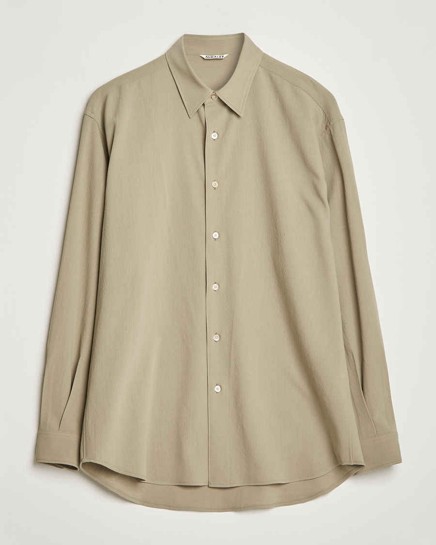 Herr | Skjortor | Auralee | Viyella Wool Shirt Light Khaki