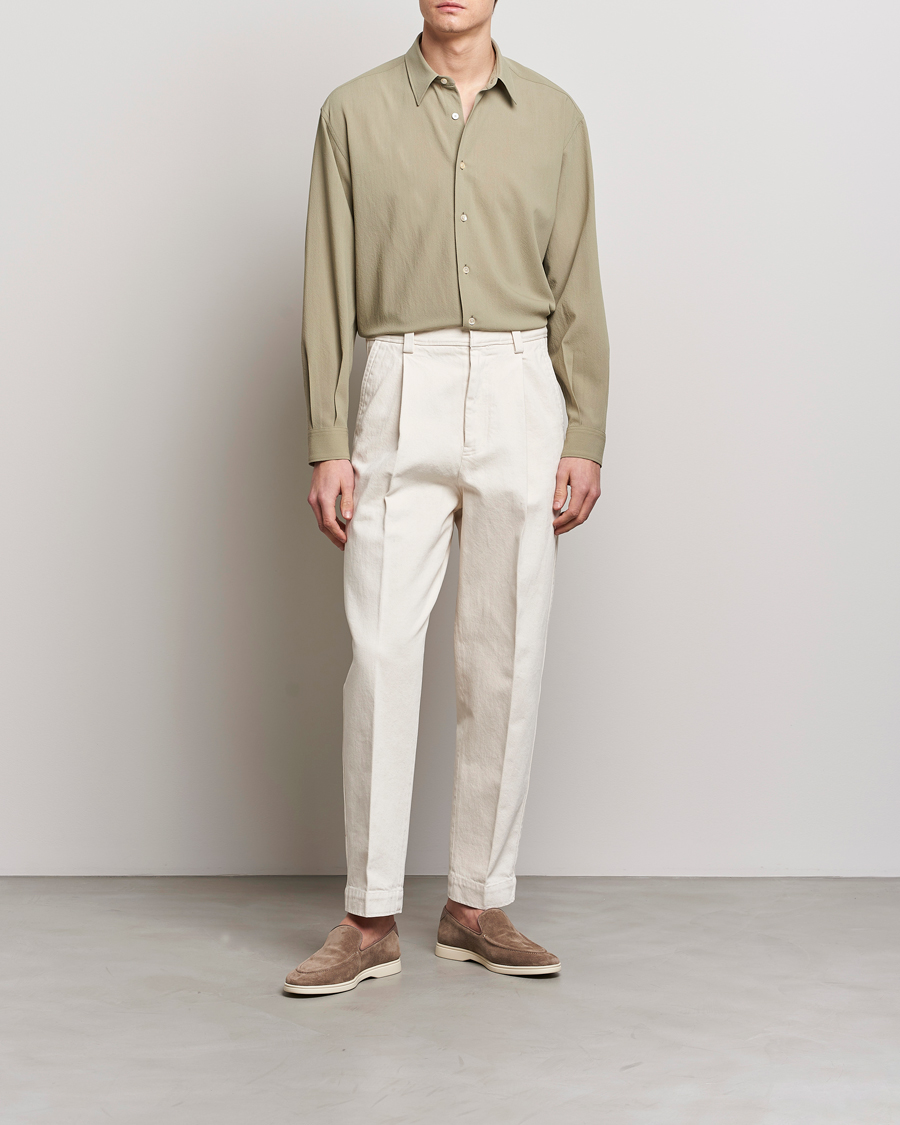Herr | Skjortor | Auralee | Viyella Wool Shirt Light Khaki