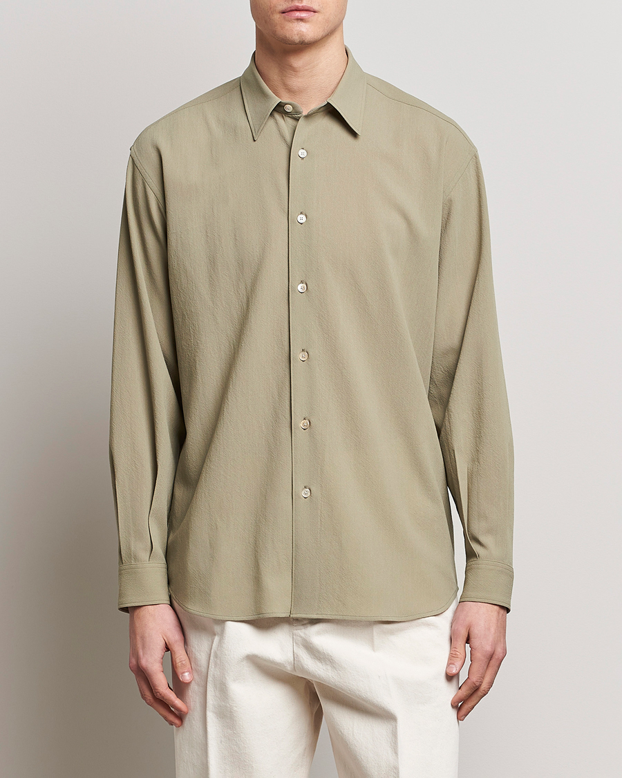 Herr | Skjortor | Auralee | Viyella Wool Shirt Light Khaki