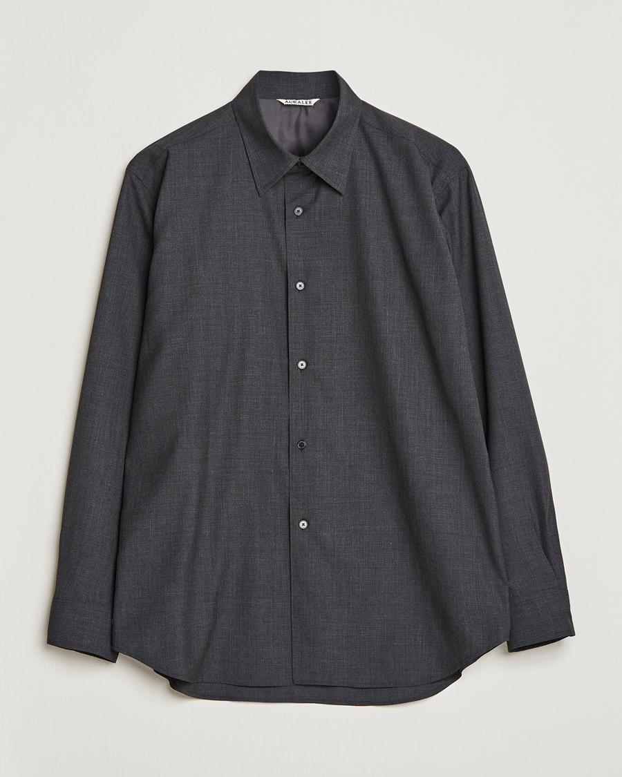 Herr | Skjortor | Auralee | Tropical Wool Shirt Charcoal