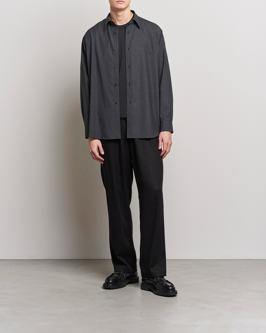 Herr | Skjortor | Auralee | Tropical Wool Shirt Charcoal