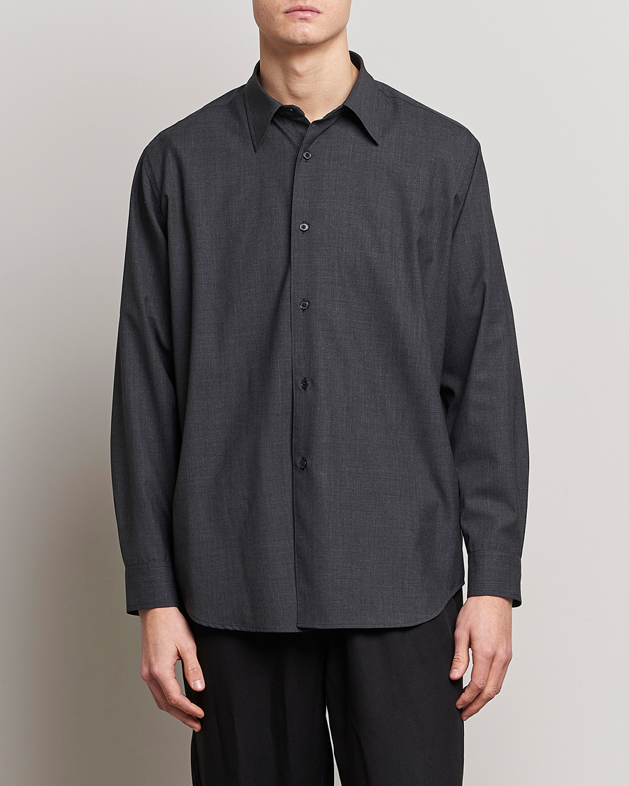 Herr | Skjortor | Auralee | Tropical Wool Shirt Charcoal