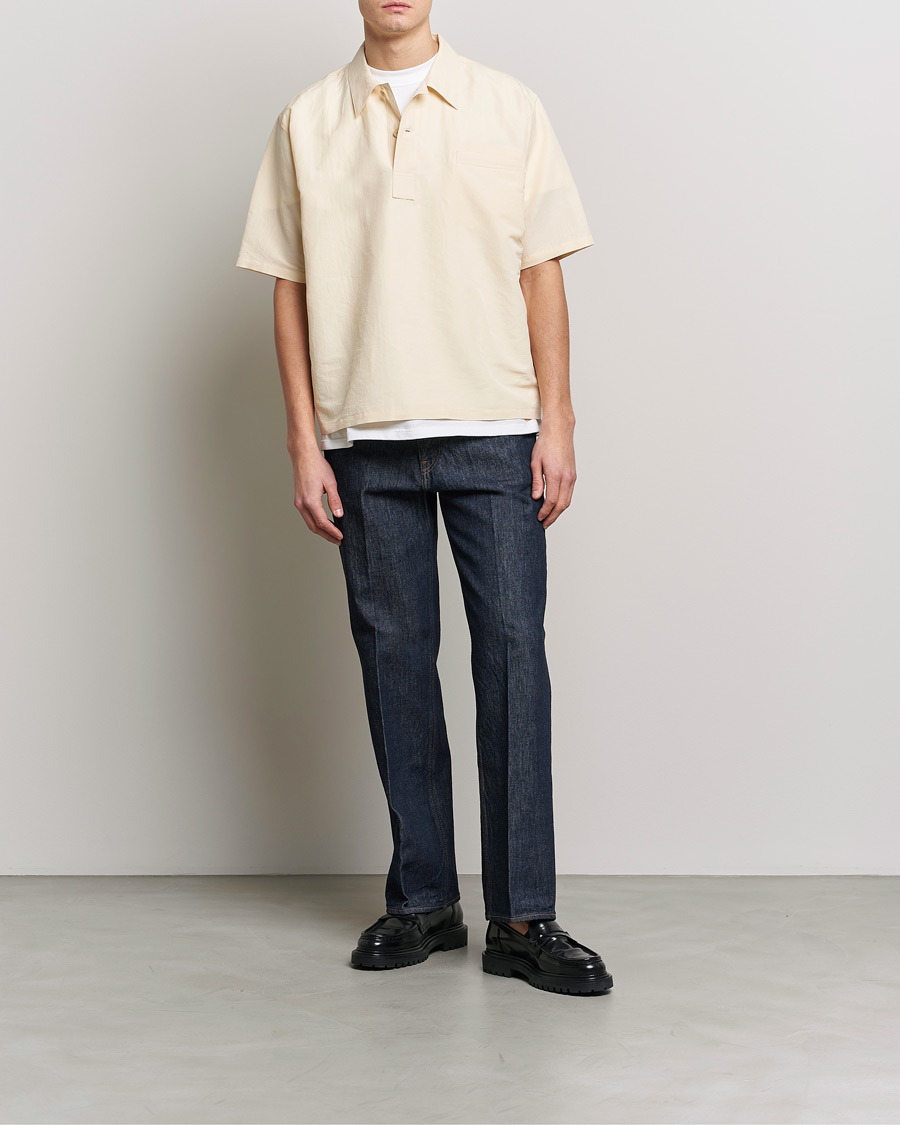 Herr | Skjortor | Auralee | Finx Linen Half Sleeved Shirt Ecru