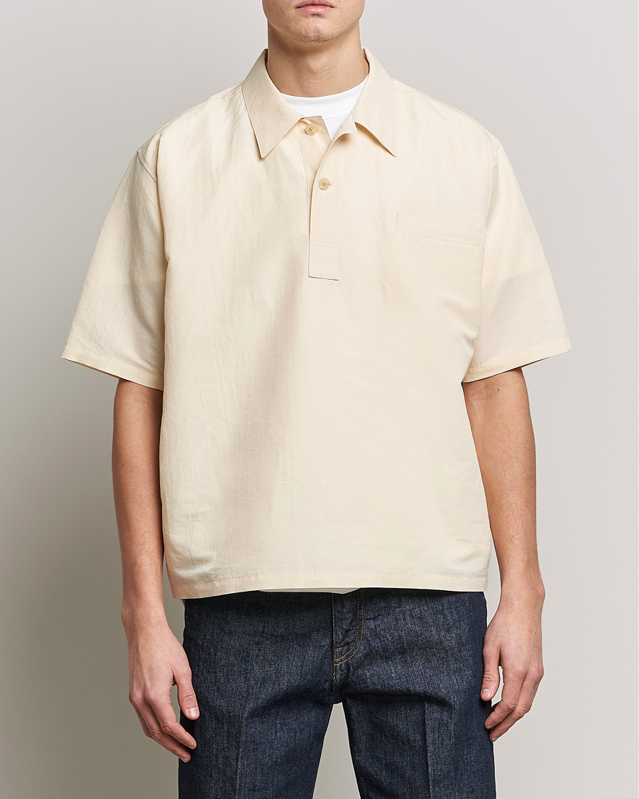 Herr | Skjortor | Auralee | Finx Linen Half Sleeved Shirt Ecru