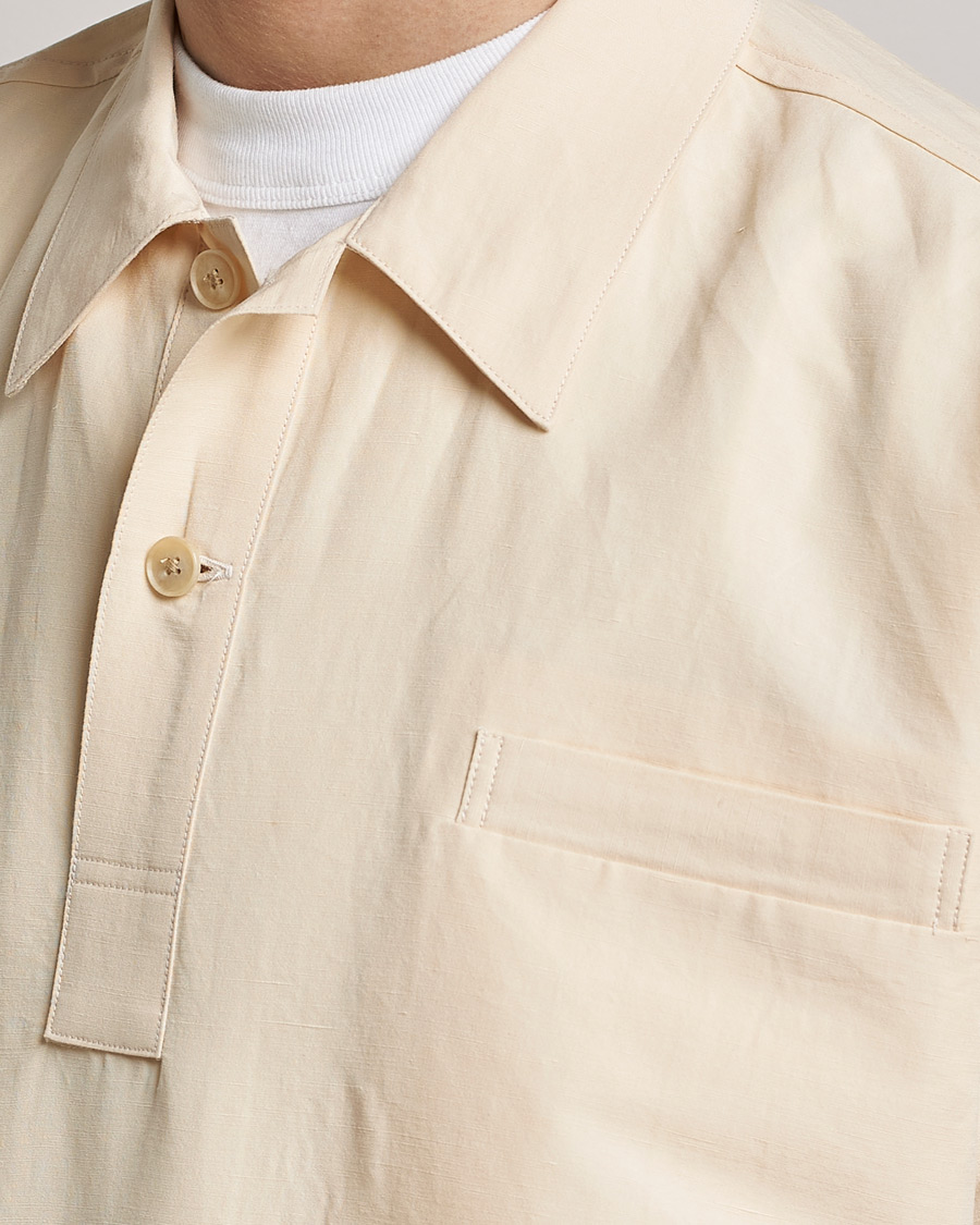 Herr | Skjortor | Auralee | Finx Linen Half Sleeved Shirt Ecru