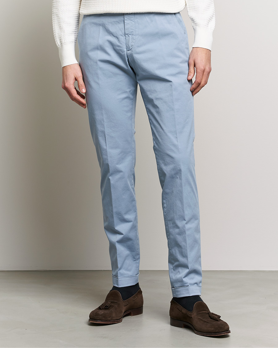 Herr | Byxor | Briglia 1949 | Slim Fit Cotton Chinos Light Blue