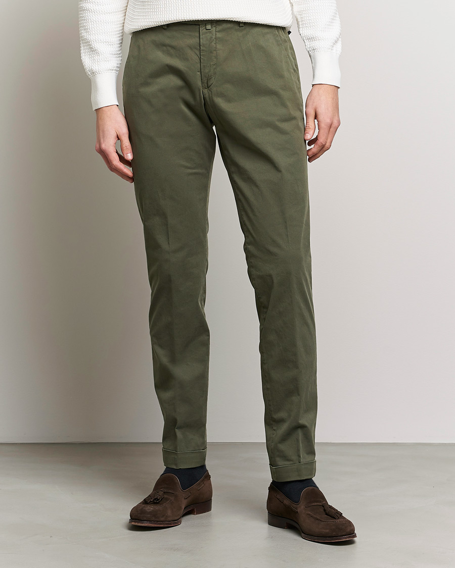 Herr | Byxor | Briglia 1949 | Slim Fit Cotton Chinos Olive