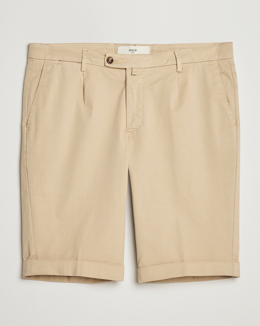 Herr | Shorts | Briglia 1949 | Pleated Cotton Shorts Beige