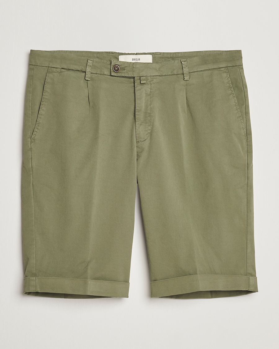 Herr | Shorts | Briglia 1949 | Pleated Cotton Shorts Olive
