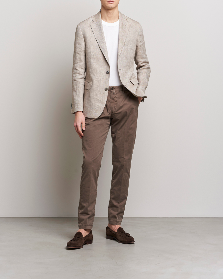 Herr | Byxor | Briglia 1949 | Tapered Fit Cotton Twill Stretch Chinos Brown