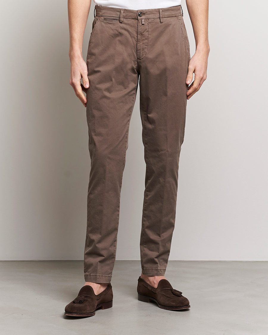 Herr | Byxor | Briglia 1949 | Tapered Fit Cotton Twill Stretch Chinos Brown