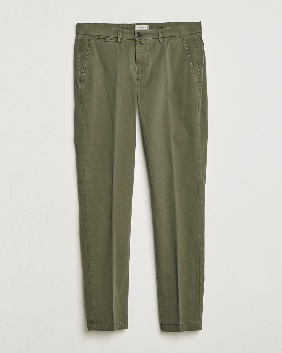 Herr | Byxor | Briglia 1949 | Tapered Fit Cotton Twill Stretch Chinos Olive