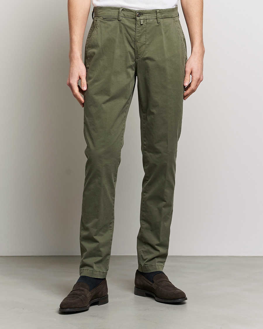 Herr |  | Briglia 1949 | Tapered Fit Cotton Twill Stretch Chinos Olive