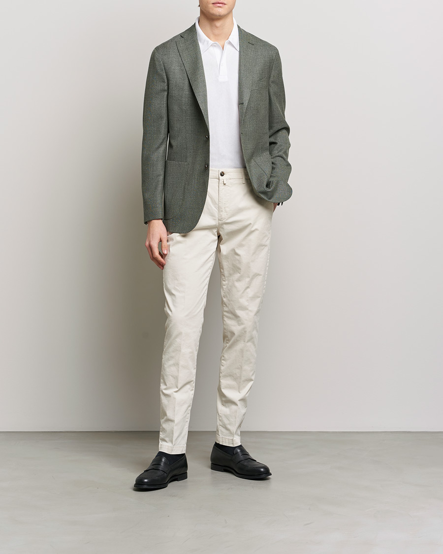 Herr | Byxor | Briglia 1949 | Tapered Fit Cotton Twill Stretch Chinos Cream