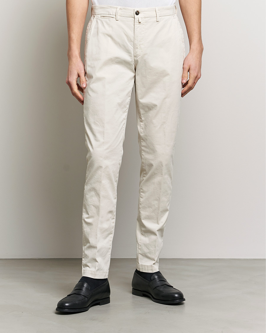 Herr | Byxor | Briglia 1949 | Tapered Fit Cotton Twill Stretch Chinos Cream