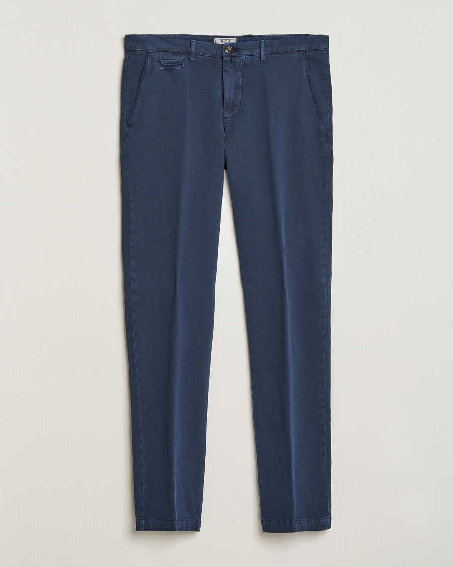 Herr | Byxor | Briglia 1949 | Slim Fit Diagonal Cotton Stretch Trousers Navy