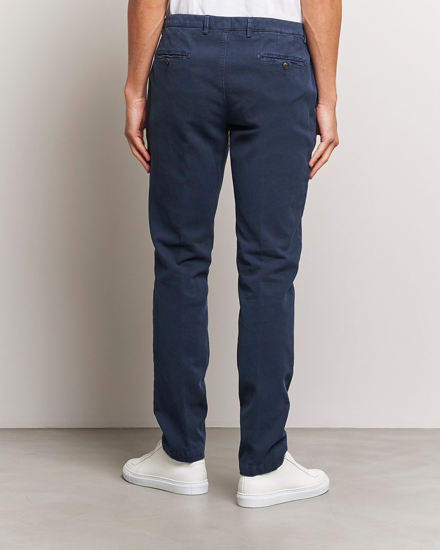 Herr | Byxor | Briglia 1949 | Slim Fit Diagonal Cotton Stretch Trousers Navy