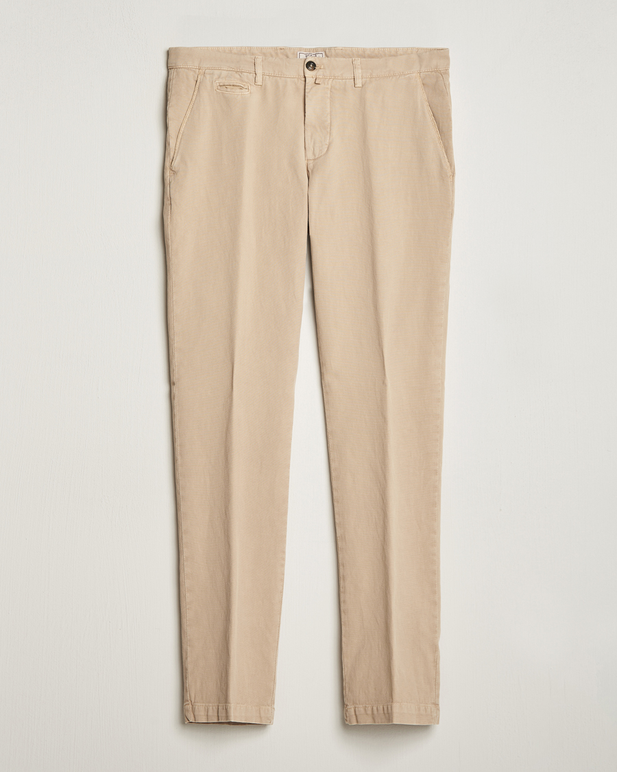 Herr | Briglia 1949 | Briglia 1949 | Slim Fit Diagonal Cotton Stretch Trousers Beige