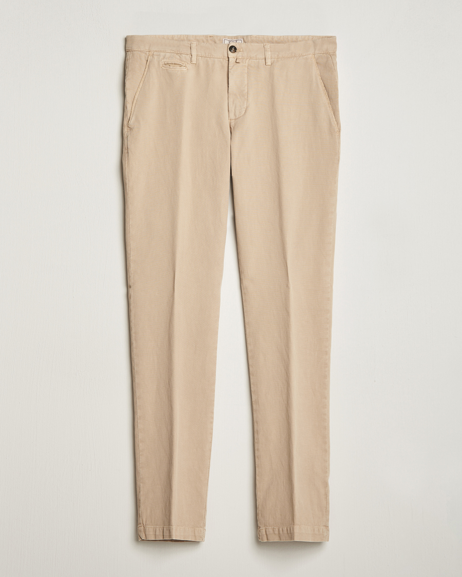 Herr | Byxor | Briglia 1949 | Slim Fit Diagonal Cotton Stretch Trousers Beige