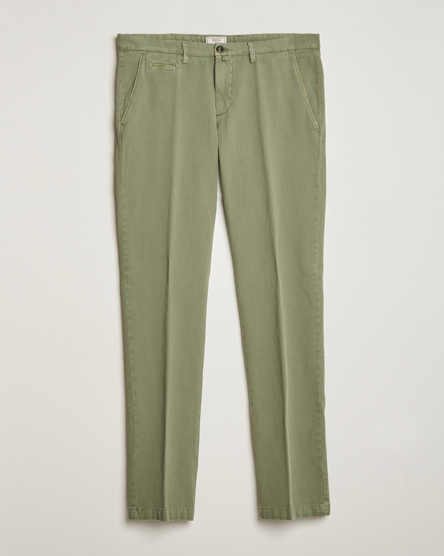 Herr | Byxor | Briglia 1949 | Slim Fit Diagonal Cotton Stretch Trousers Olive