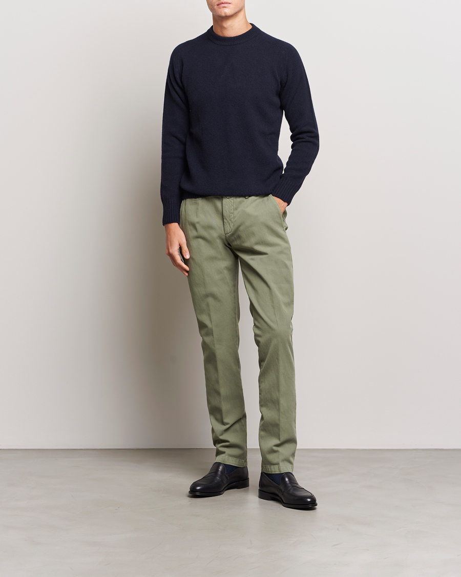 Herr | Byxor | Briglia 1949 | Slim Fit Diagonal Cotton Stretch Trousers Olive
