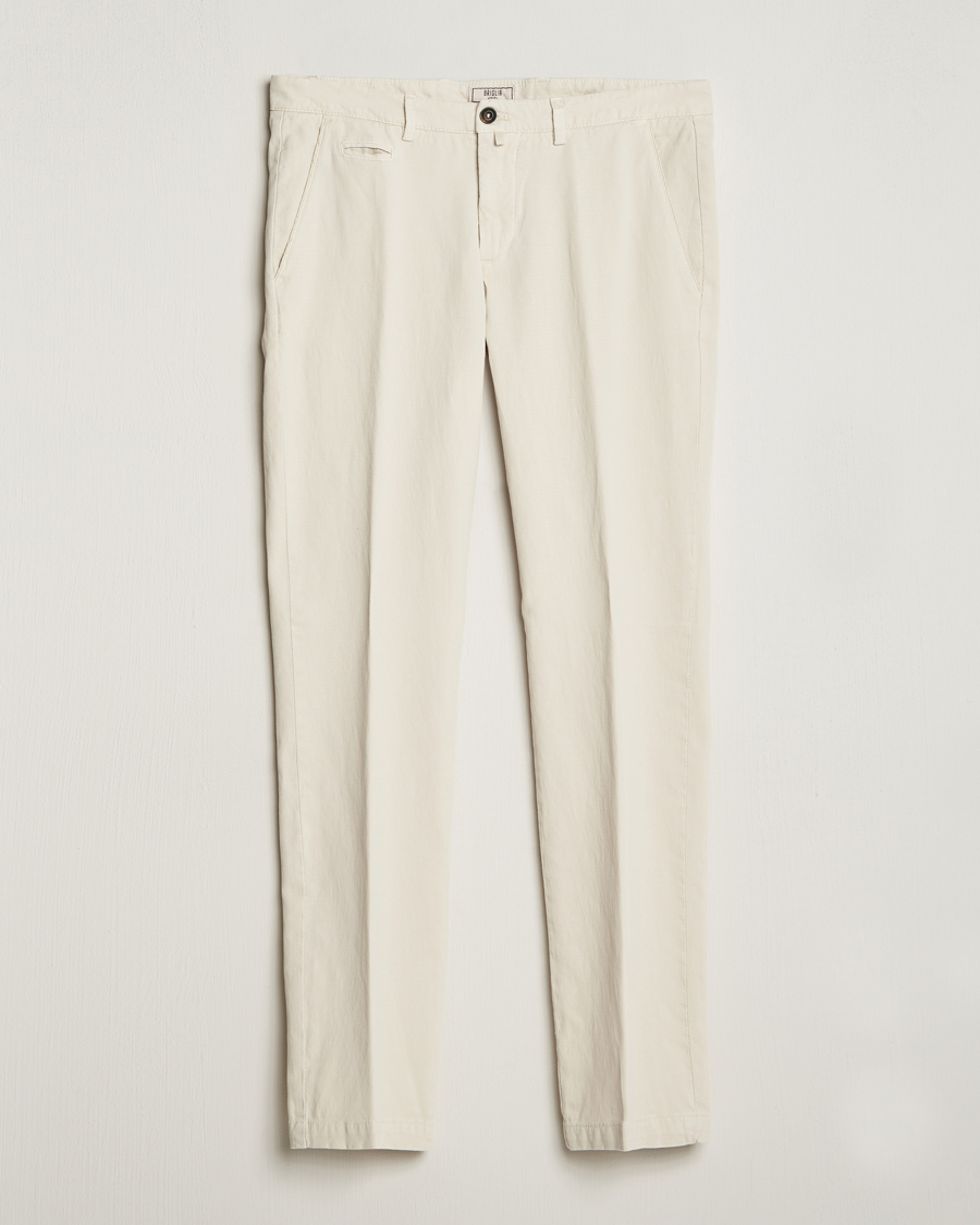 Herr | Briglia 1949 | Briglia 1949 | Slim Fit Diagonal Cotton Stretch Trousers Cream