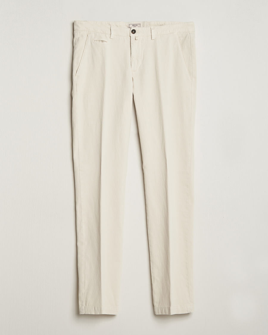 Herr | Byxor | Briglia 1949 | Slim Fit Diagonal Cotton Stretch Trousers Cream