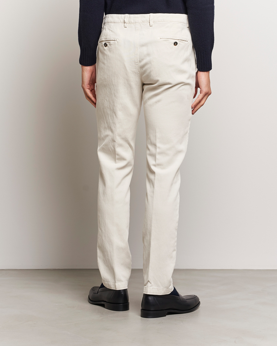 Herr | Byxor | Briglia 1949 | Slim Fit Diagonal Cotton Stretch Trousers Cream