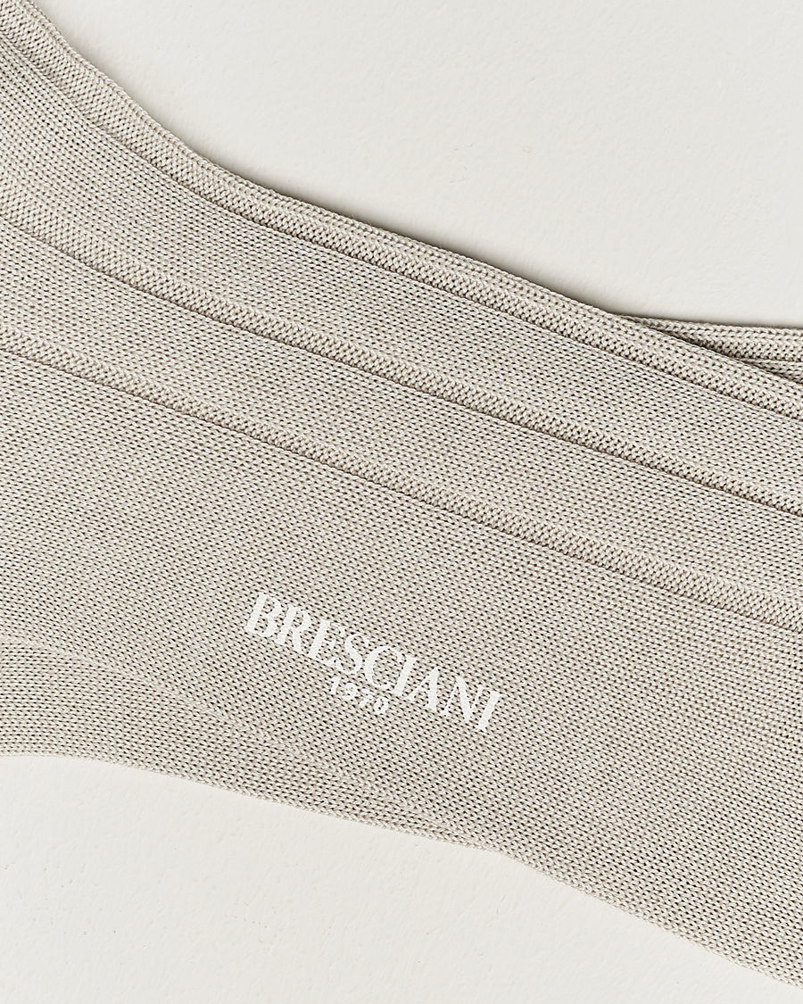 Herr | Strumpor | Bresciani | Wide Ribbed Cotton Socks Off White