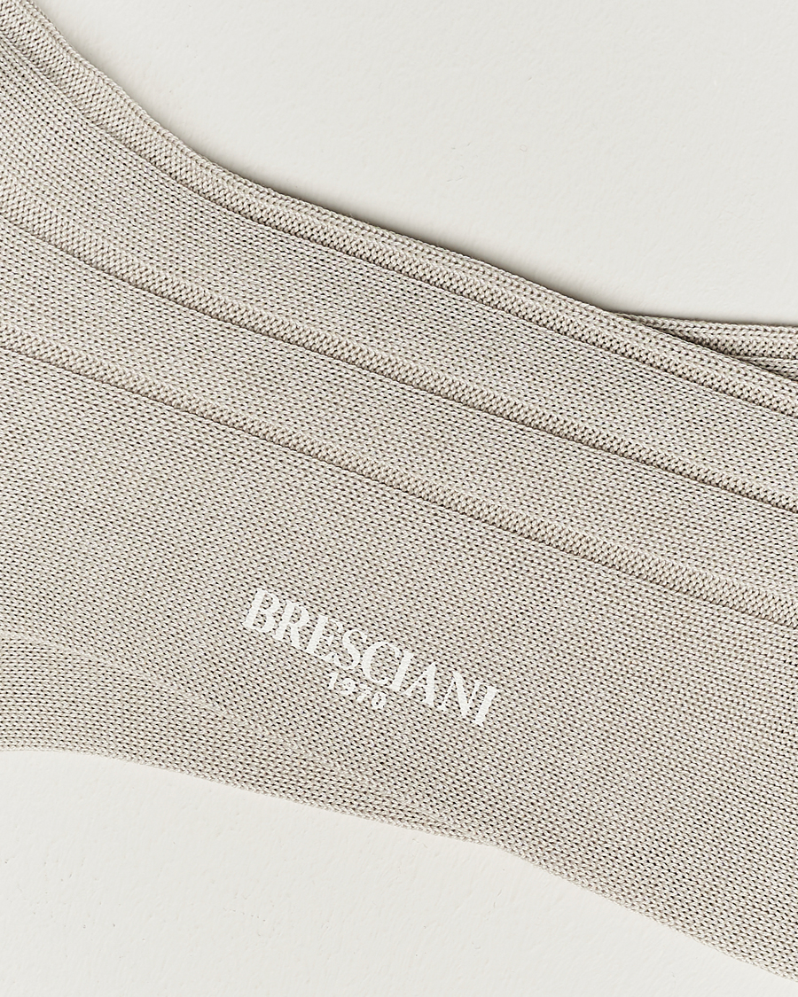 Herr | Italian Department | Bresciani | Wide Ribbed Cotton Socks Off White