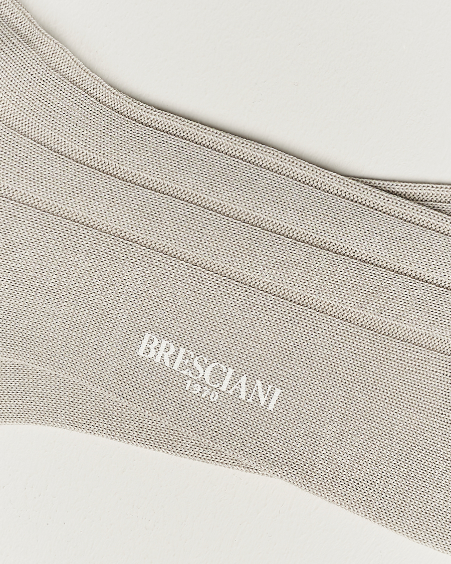 Herr | Underkläder | Bresciani | Wide Ribbed Cotton Socks Off White