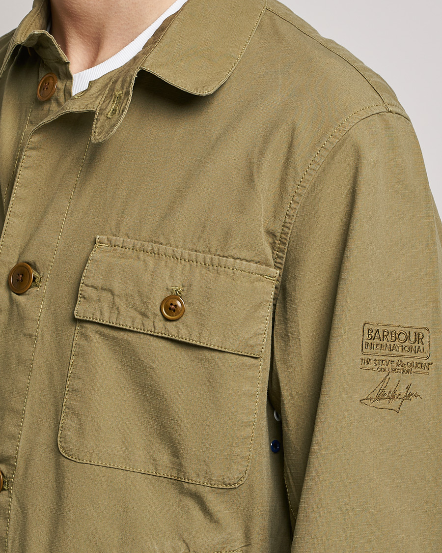 Herr | Jackor | Barbour International | Steve McQueen Terrance Shirt Jacket Olive