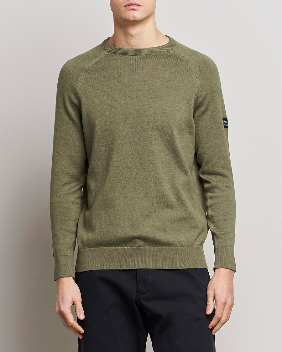 Herr | Tröjor | Barbour International | Cotton Crew Neck Light Moss