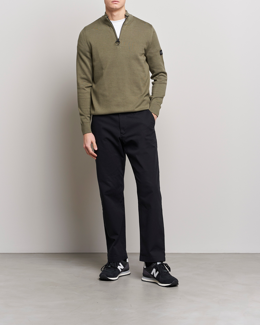 Herr | Tröjor | Barbour International | Cotton Half Zip Light Moss