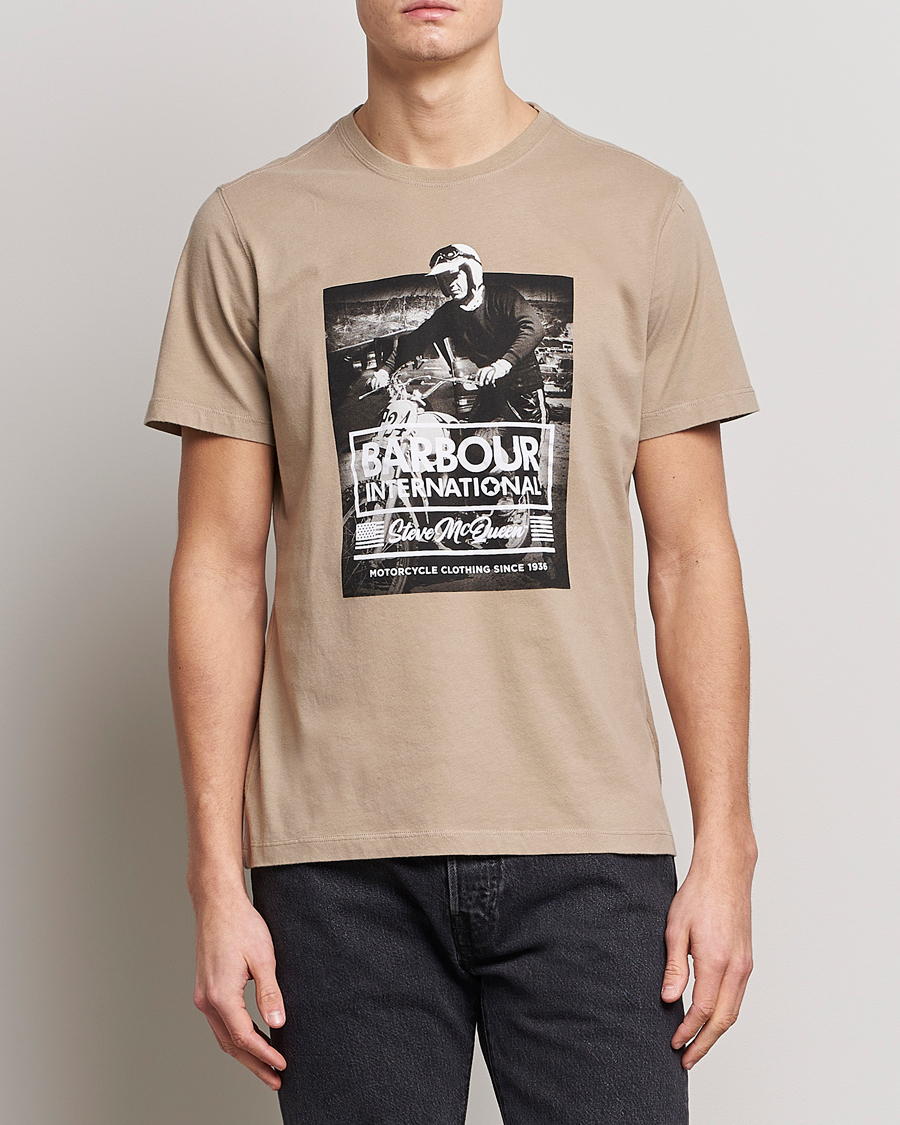 Herr |  | Barbour International | Morris Steve McQueen Crew Neck T-Shirt Khaki