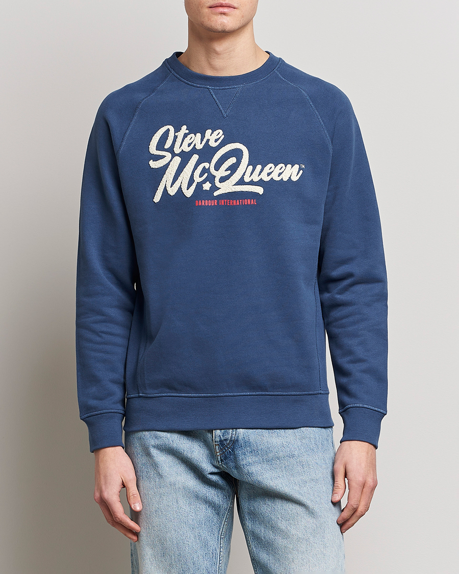 Herr | Tröjor | Barbour International | Holtz Steve McQueen Crew Neck Sweatshirt Blue