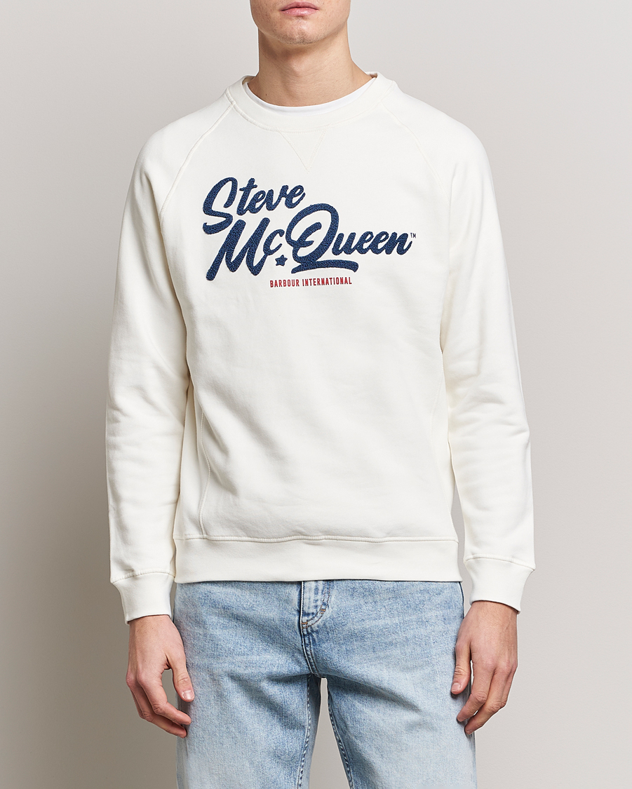 Herr | Barbour International | Barbour International | Holtz Steve McQueen Crew Neck Sweatshirt White