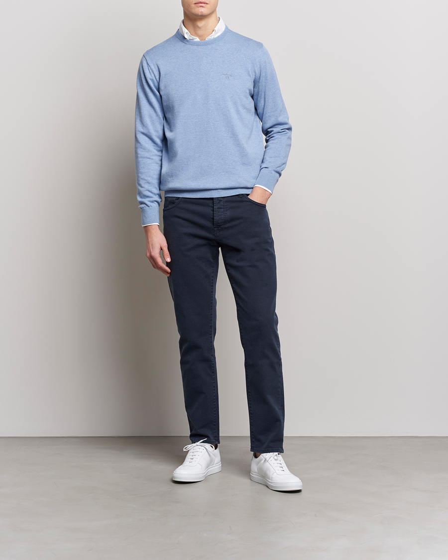 Herr | Tröjor | Barbour Lifestyle | Pima Cotton Crew Neck Chambray Blue