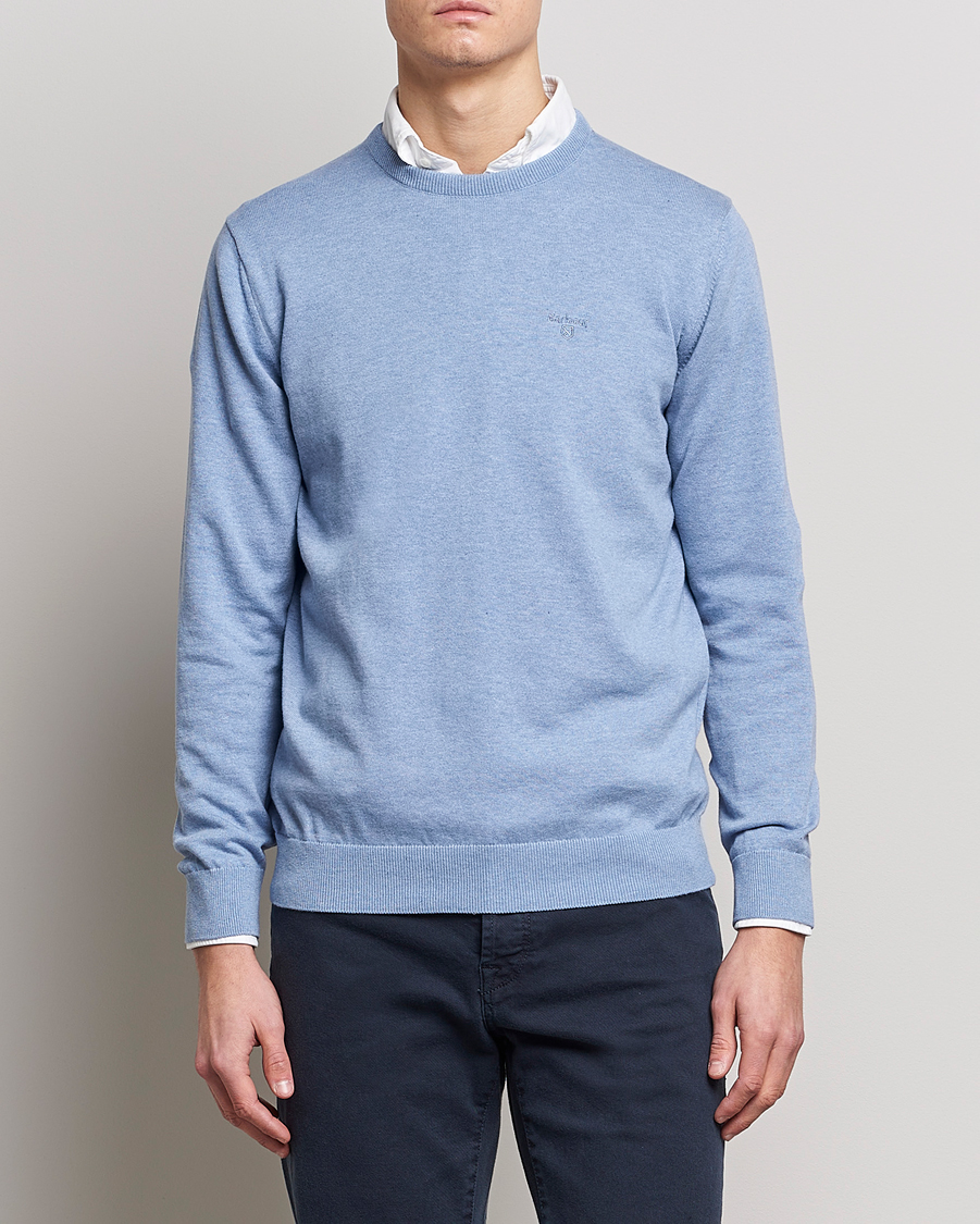 Herr | Pullover rundhals | Barbour Lifestyle | Pima Cotton Crew Neck Chambray Blue