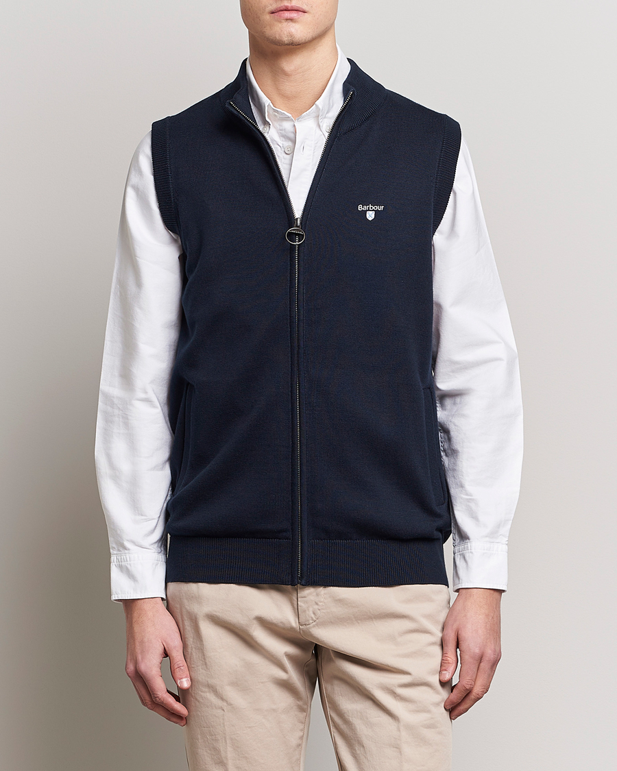 Herr | Västar & Slipovers | Barbour Lifestyle | Dordon Knitted Full Zip Gilet Navy