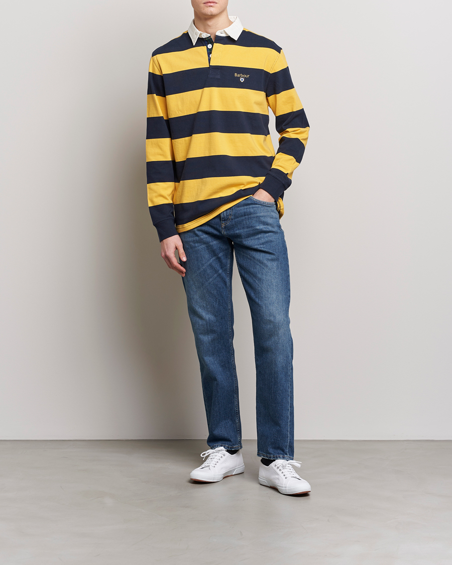 Herr | Tröjor | Barbour Lifestyle | Hollywell Striped Rugby Navy/Yellow