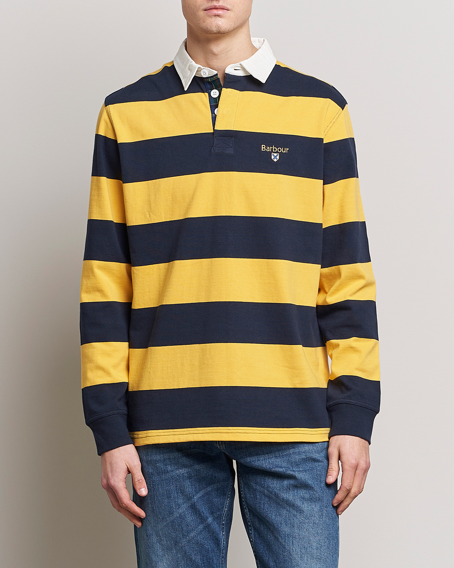 Herr | | Barbour Lifestyle | Hollywell Striped Rugby Navy/Yellow
