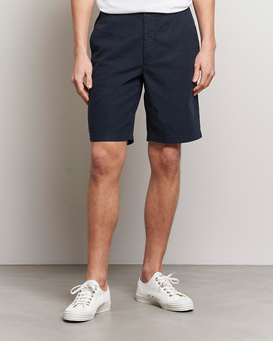 Herre | Drawstringshorts | Barbour Lifestyle | Linen/Cotton Drawstring Shorts Navy