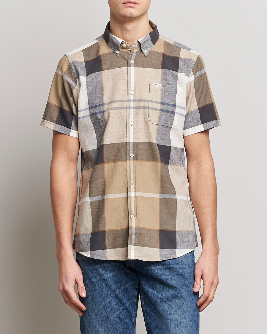 Herr | Kortärmade skjortor | Barbour Lifestyle | Tailored Fit Douglas Cotton/Linen Shirt Beige