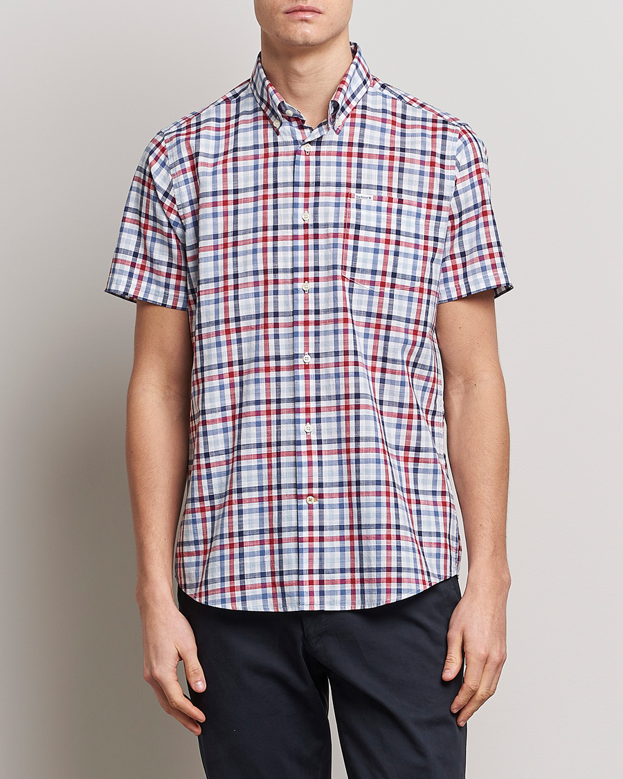 Herr | Kortärmade skjortor | Barbour Lifestyle | Tailored Fit Kinson Short Sleeve Checked Shirt Red